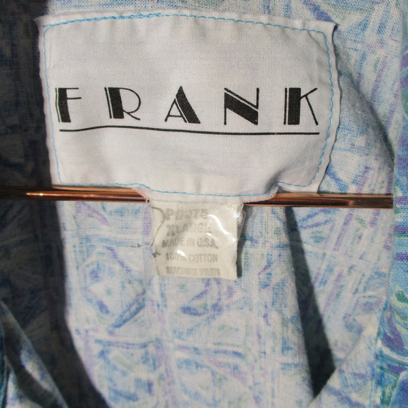 Frank button up Abstract crazy 90s Men's XL s/s - Picture 4 of 5